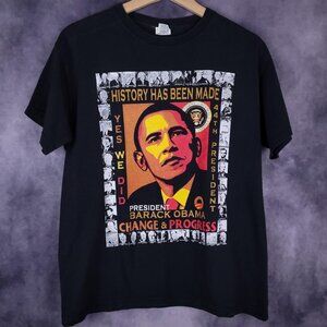Obama USA inauguration commemorative black history faded black shirt